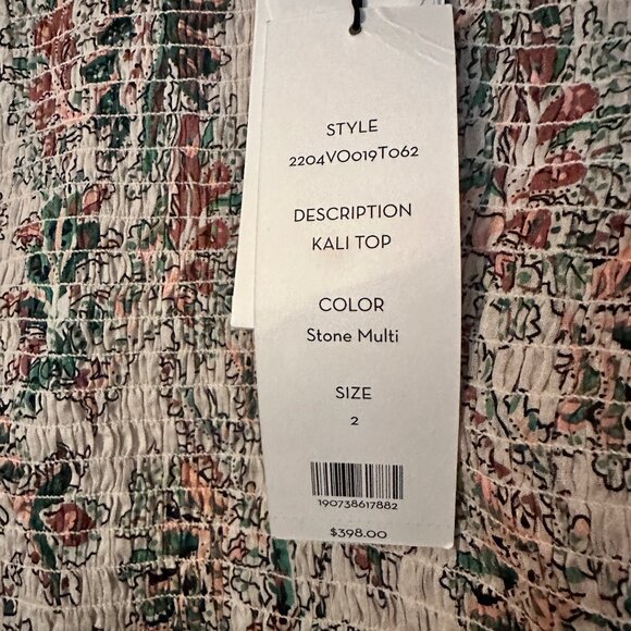 NWT Veronica Beard Kali Top Stone Multi Smocked Blouse Size 2 - Picture 8 of 11